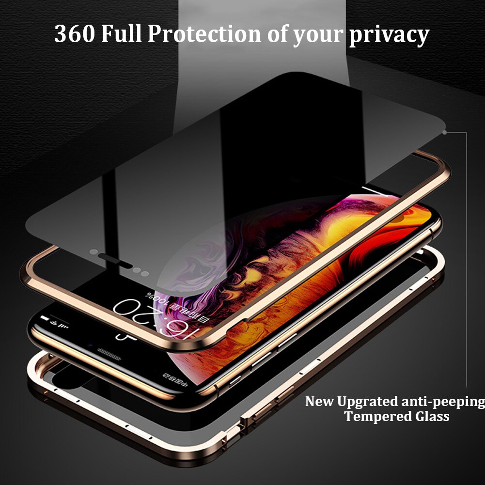Privacy Magnetische Gehard Glas Case voor iPhone