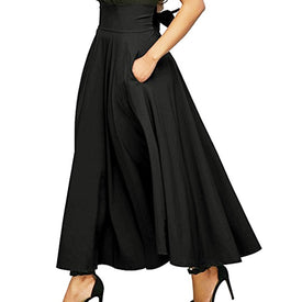 Pleated Belted Maxi Skirt
