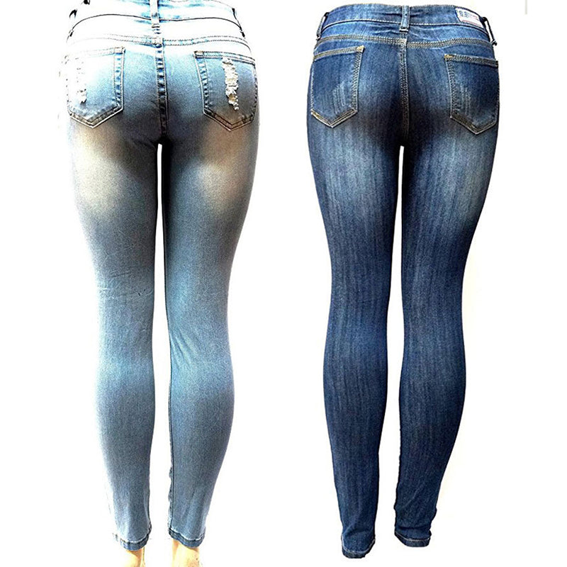 Women's Skinny Hole Ripped Jeans