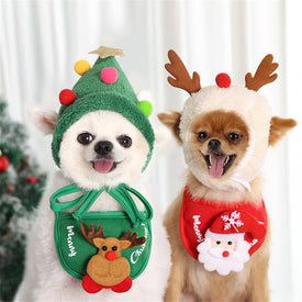 Dog Christmas Bandana Santa Hat