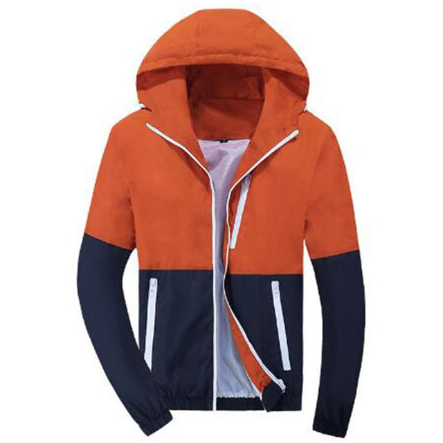Patchwork Hoodies Men Zipper Sweatshirts