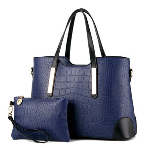 Top-Handle Crocodile Pattern Composite Bag