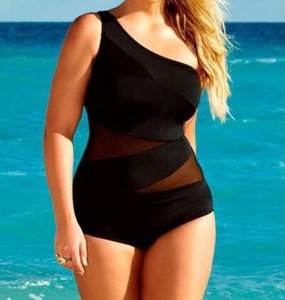 Swimwear One Piece Black Mesh