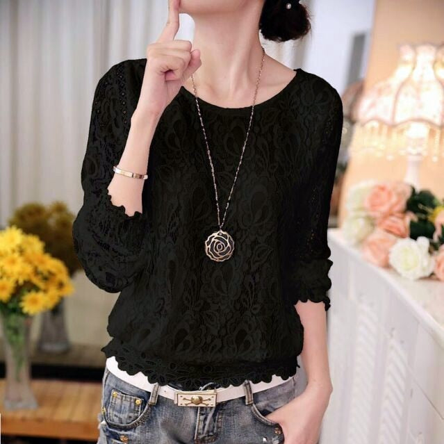 Ladies Long Sleeve Chiffon Lace