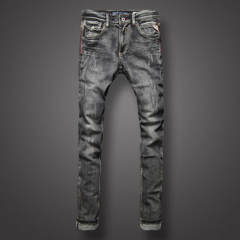 Image of Black Gray Color Denim Mens Jeans