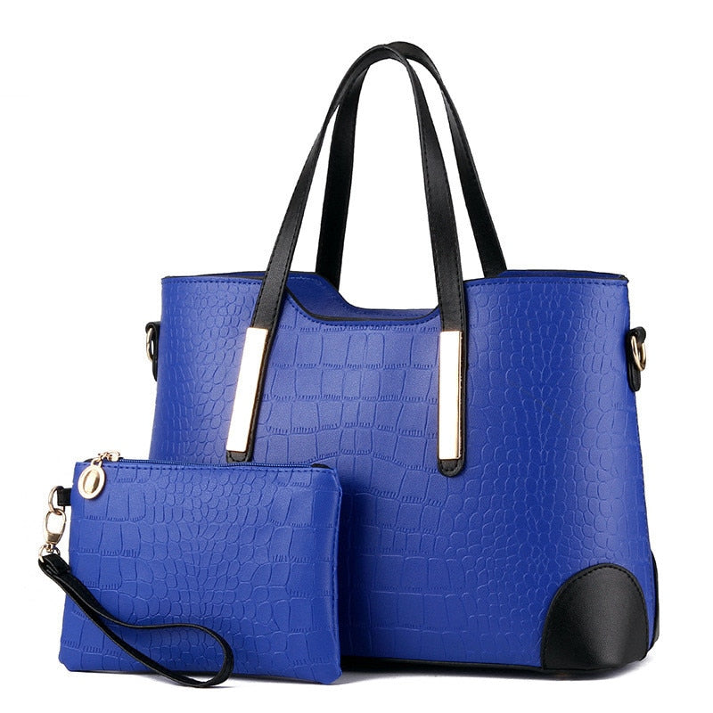 Top-Handle Crocodile Pattern Composite Bag