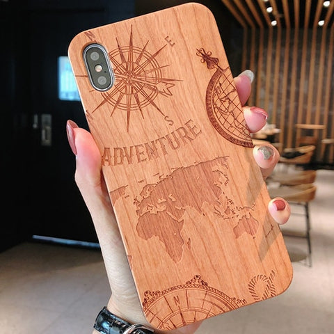 Image of Laser Engraving Real Wood Cell Phone Case for iPhone