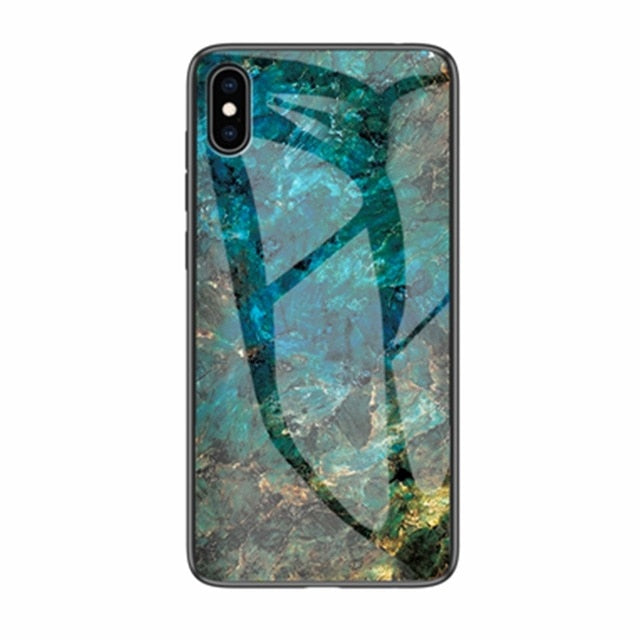 Luxury Marble Phone Case for iPhone X Xs Max Glass PC pigeon Back Cover Silicone Soft