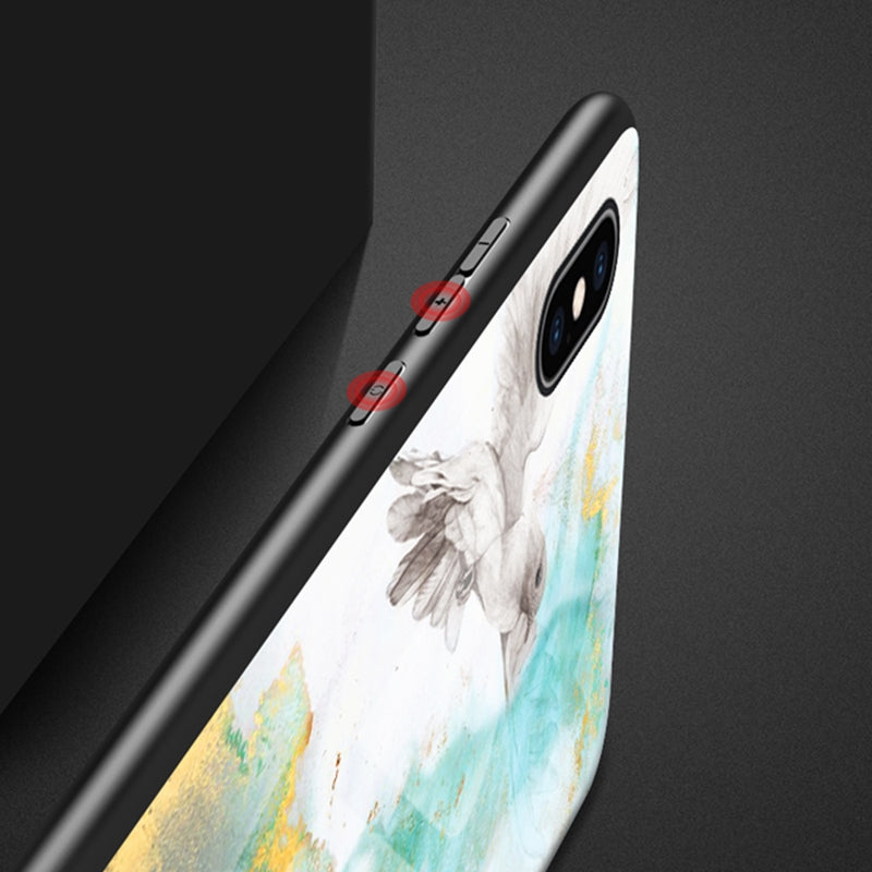 Luxury Marble Phone Case for iPhone X Xs Max Glass PC pigeon Back Cover Silicone Soft