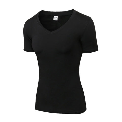 Image of Women V neck Fitness Tights Sport Jersey