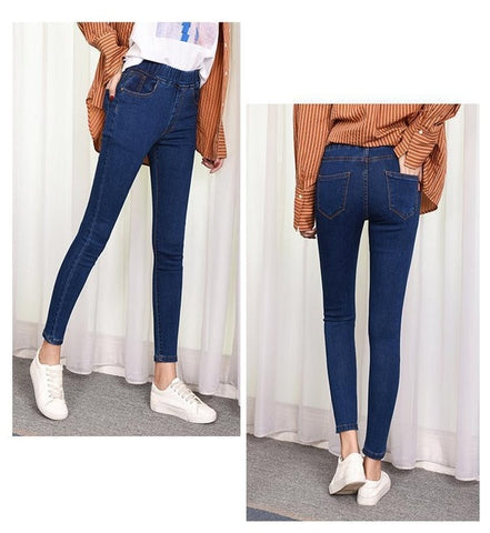 Image of Casual Elastic Waist Jeans