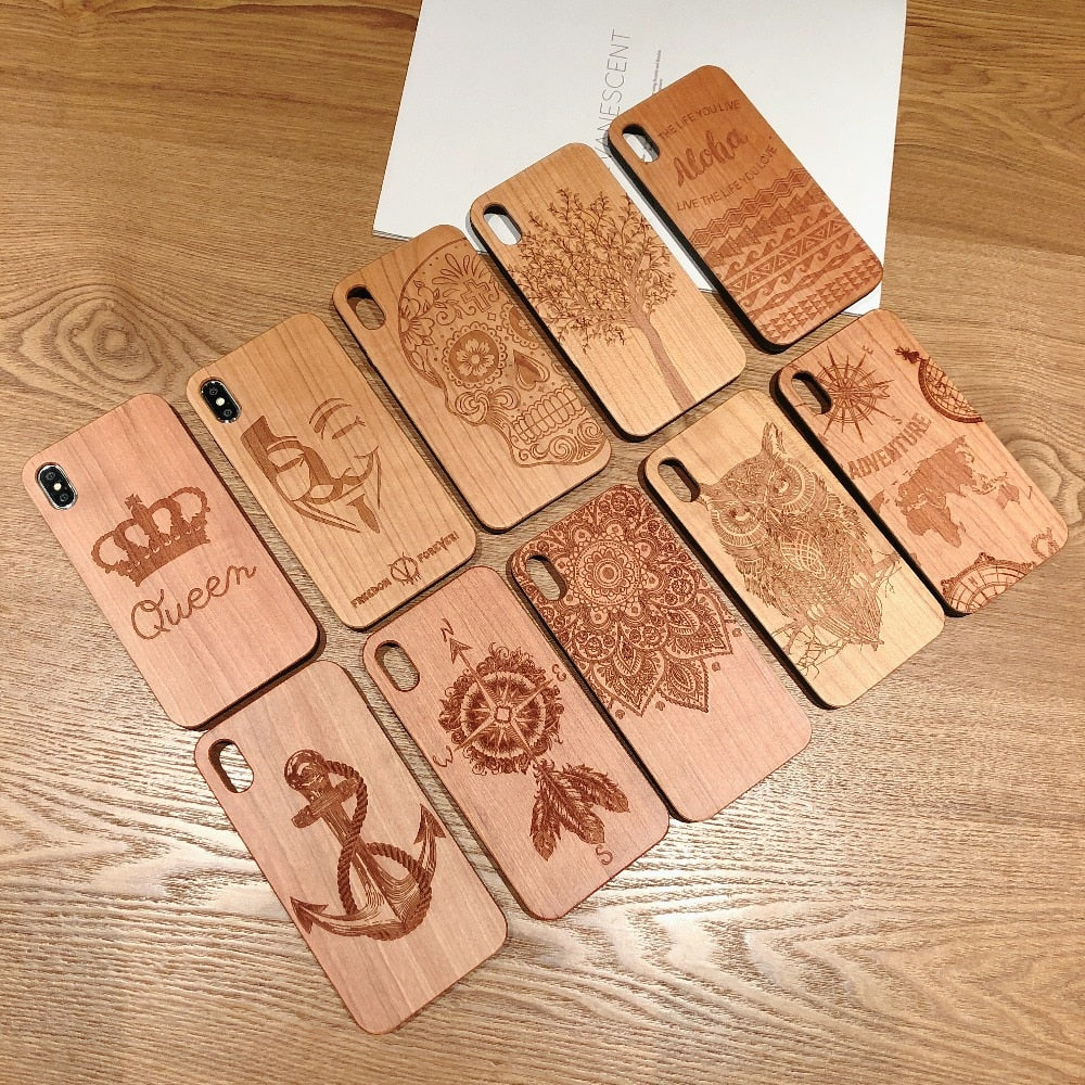 Laser Engraving Real Wood Cell Phone Case for iPhone