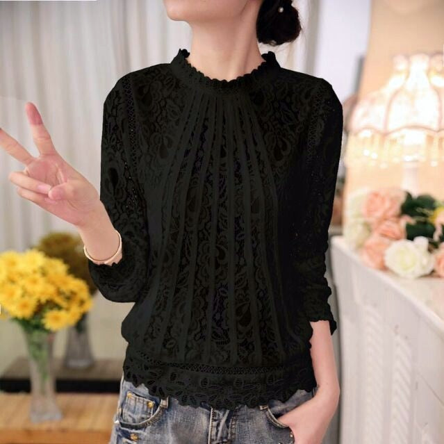 Ladies Long Sleeve Chiffon Lace
