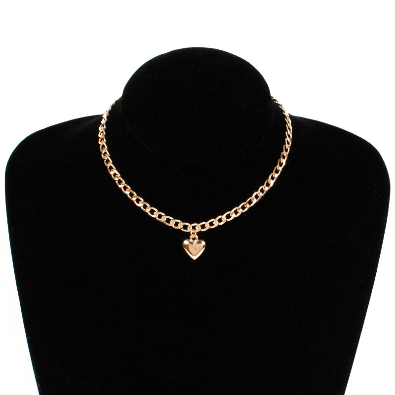 Women Jewelry Cute Heart Lock Necklace Gold Silver Choker