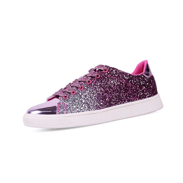 Women Sneakers lace-Up Bling Glitter