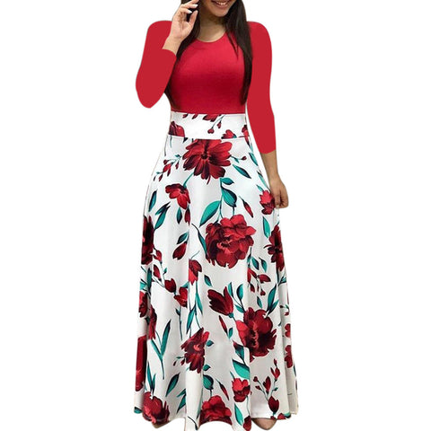 Image of Long Dress Fashion Women Floral Print Boho