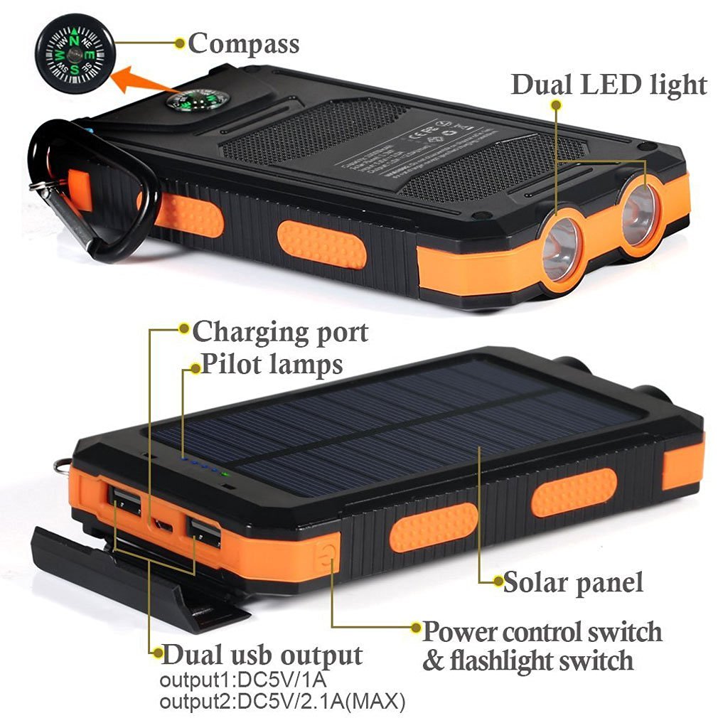 Solar 20000mah F5S For All Phone Bank Charger Battery Portable