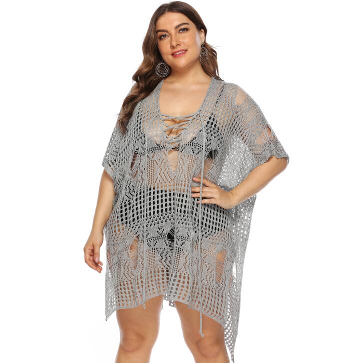 Plus Size Side Slit Crochet Beach Dress