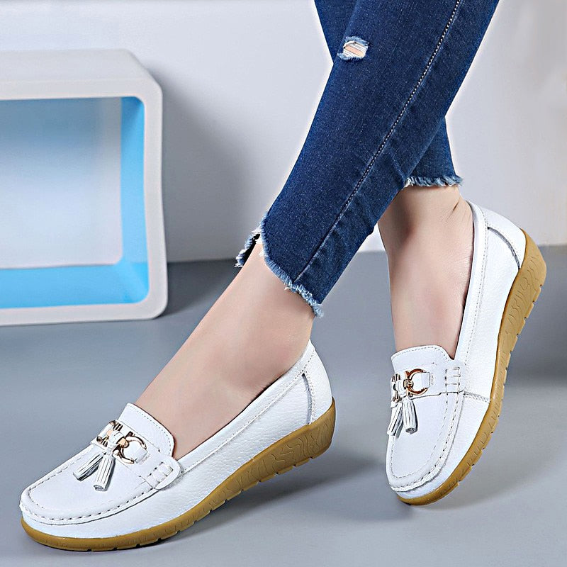 Women Shoes Loafers Genuine Leather