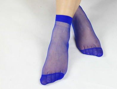 10 Pairs Multicolor Ankle High Nylon Socks