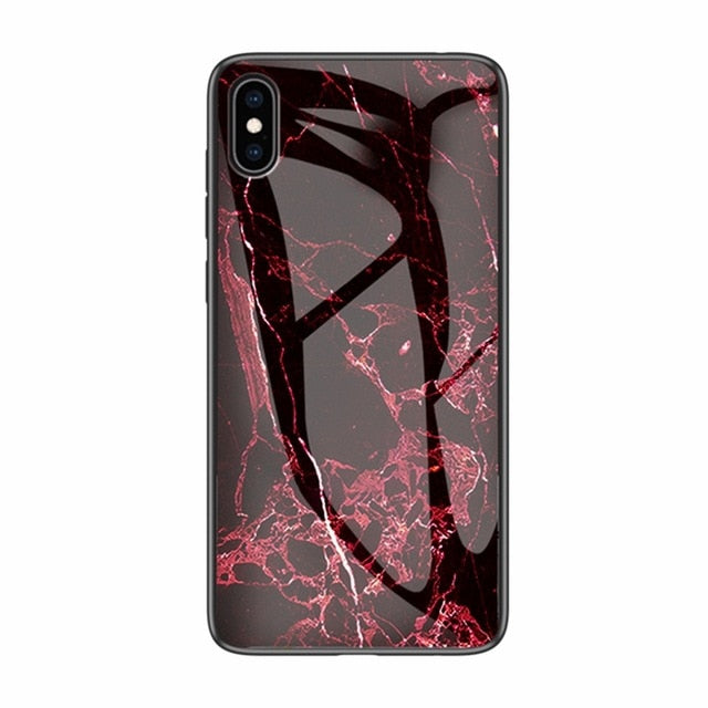 Luxury Marble Phone Case for iPhone X Xs Max Glass PC pigeon Back Cover Silicone Soft