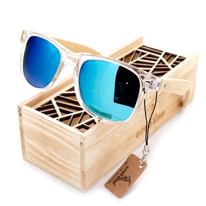 Clear Color Wood Bamboo Sunglasses