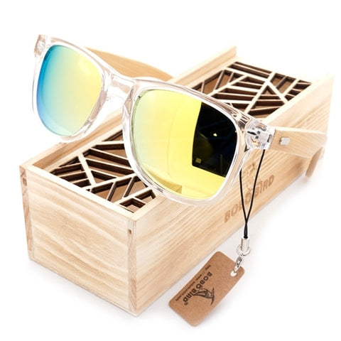 Image of Clear Color Wood Bamboo Sunglasses