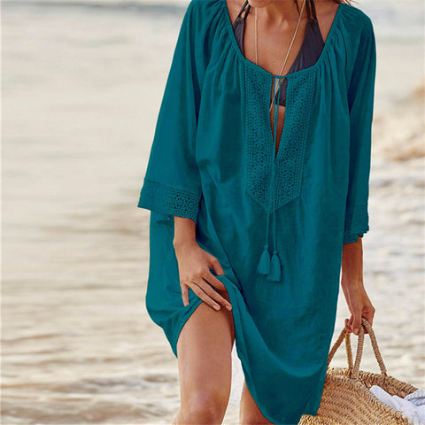 Image of Bikini Cover Up Lace Hollow Crochet Tassel