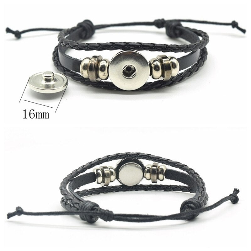 Black Multilayer Leather Bracelet 12 Constellation Bracelet Charms Zodiac Sign Glass