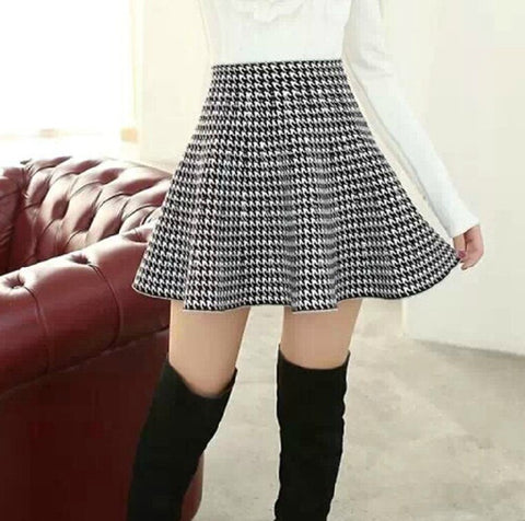 Image of Spring Bubble Beauty All-match Houndstooth Skirt