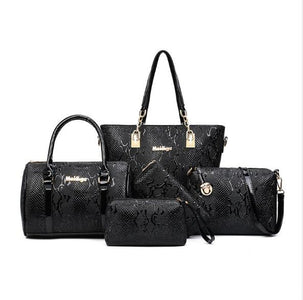 Women Leather Handbags-Six Piece Set