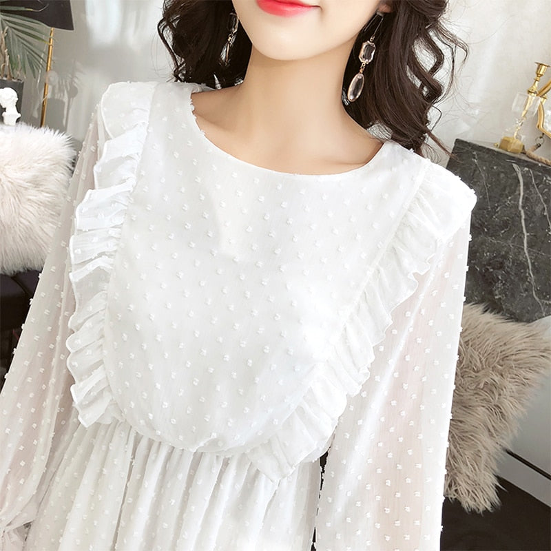 Ruffles Polka Dot Women Chiffon Dress