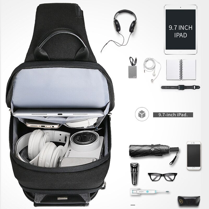 Fashion Multifuntion Crossbody bags for Men Sling Chest Bag Man Weekend