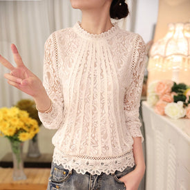 Ladies Long Sleeve Chiffon Lace