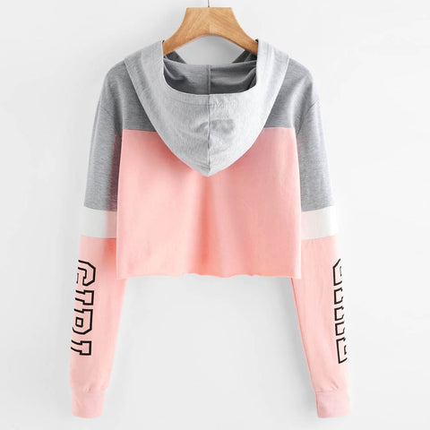 Harajuku Hoodies Sweatshirt Women Streetwear Letter Crop Top Hoodie