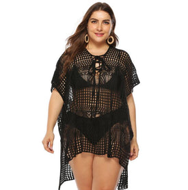 Plus Size Side Slit Crochet Beach Dress