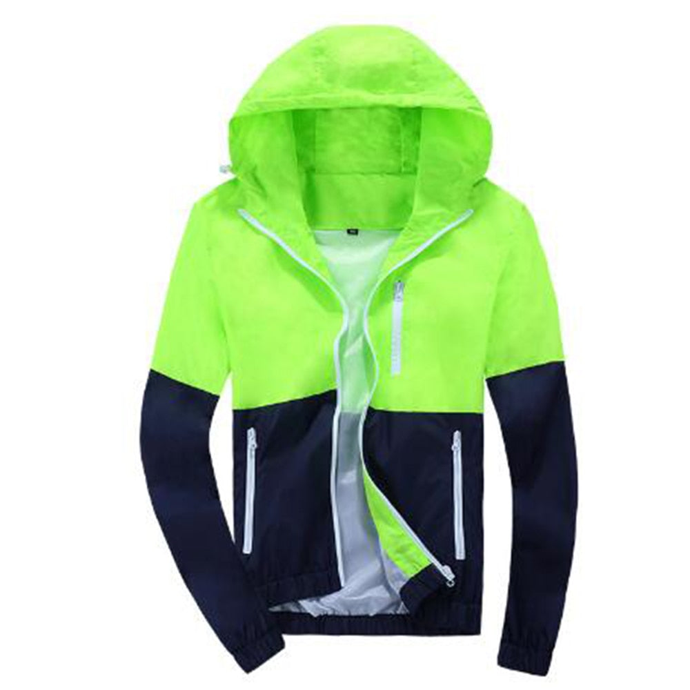 Patchwork Hoodies Men Zipper Sweatshirts