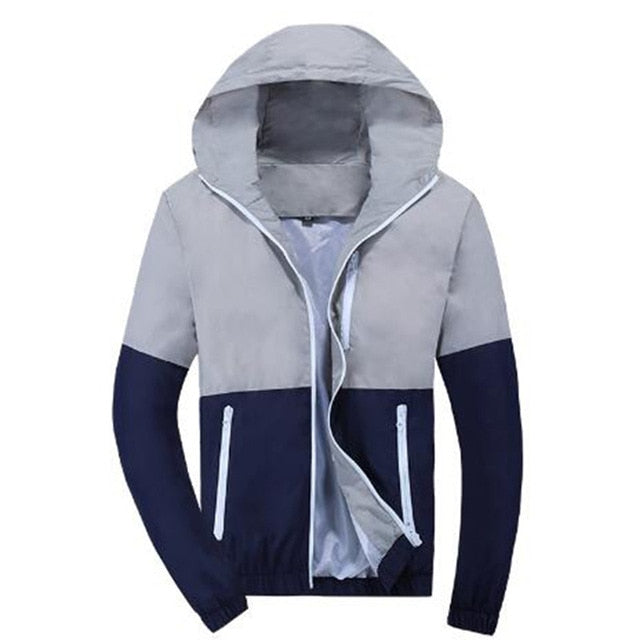 Patchwork Hoodies Men Zipper Sweatshirts