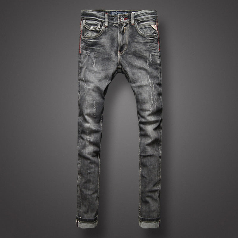 Black Gray Color Denim Mens Jeans
