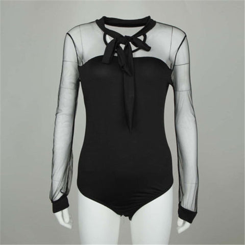 Image of Bodysuit Women Sexy Bow Mock