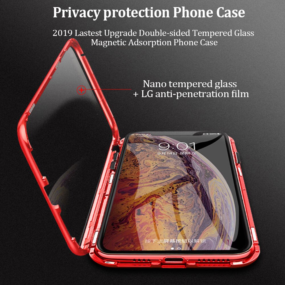 Privacy Magnetische Gehard Glas Case voor iPhone