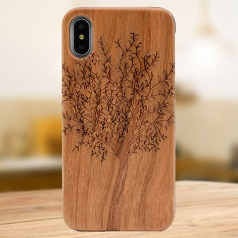 Image of Laser Engraving Real Wood Cell Phone Case for iPhone