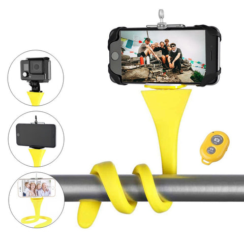 Image of Flexible selfie stick monopod wireless Bluetooth tripod monkey holder for GoPro iPhone