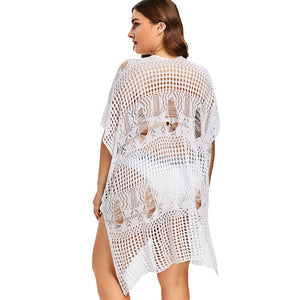 Plus Size Side Slit Crochet Beach Dress