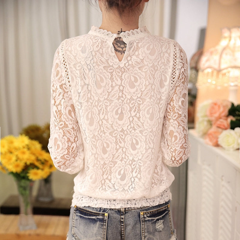 Ladies Long Sleeve Chiffon Lace
