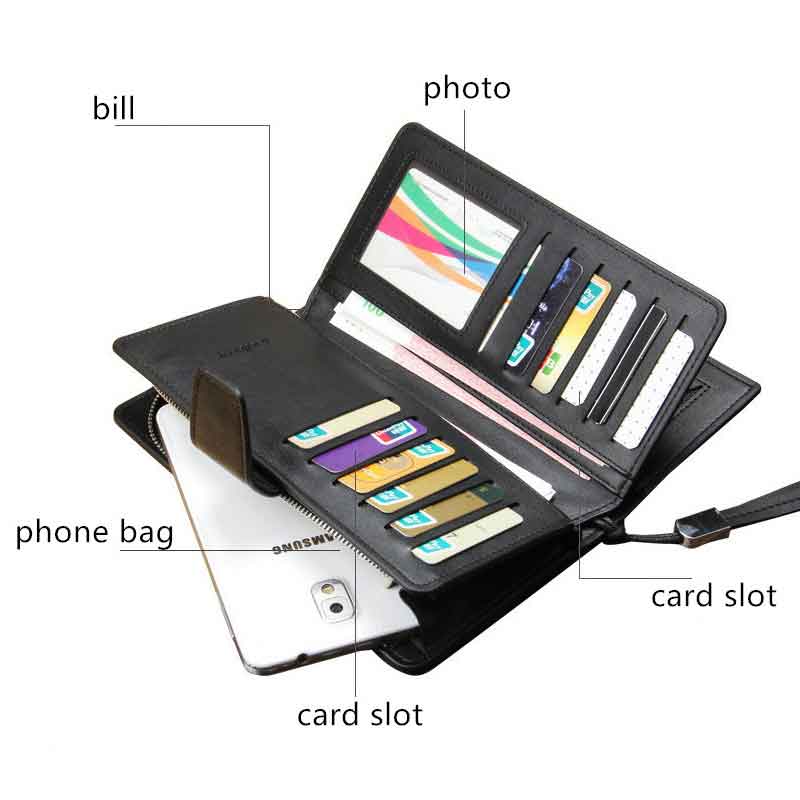 Leather long wallet multifunction