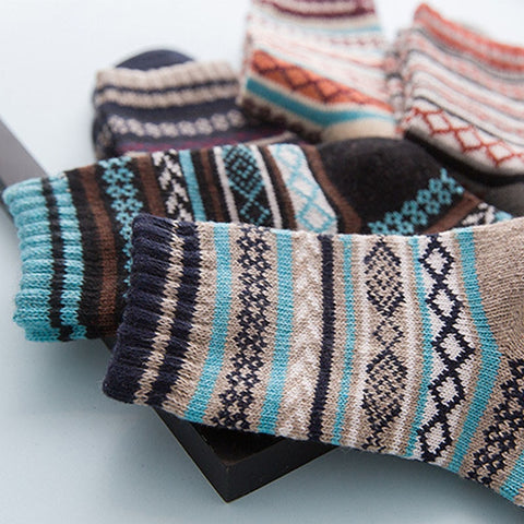 Image of Winter Thick Warm Stripe Wool Socks