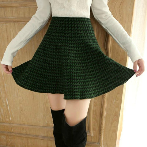 Spring Bubble Beauty All-match Houndstooth Skirt