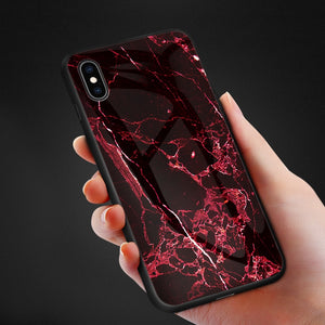 Luxury Marble Phone Case for iPhone X Xs Max Glass PC pigeon Back Cover Silicone Soft