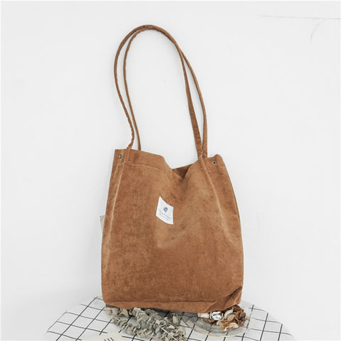 Image of High Capacity Women Corduroy Shoulder Bag